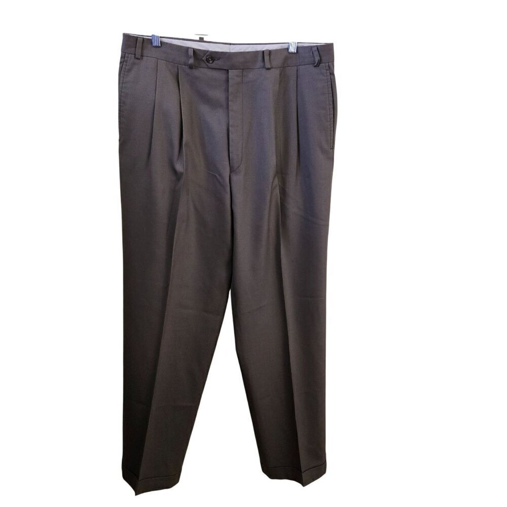 Lauren Ralph Lauren 120's & Cashmere Khaki Pleated Cuffed Dress Pants Size 36 De